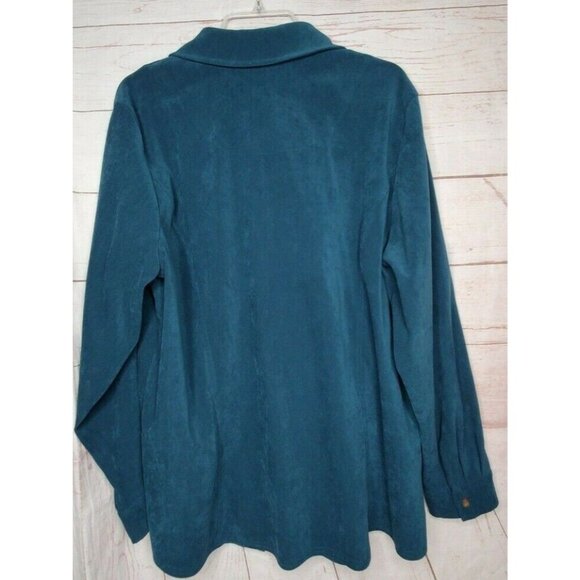 White Stag Women's 22W/24W Blue Soft Button Down Shirt – Poly/Spandex Blend - Picture 6 of 11